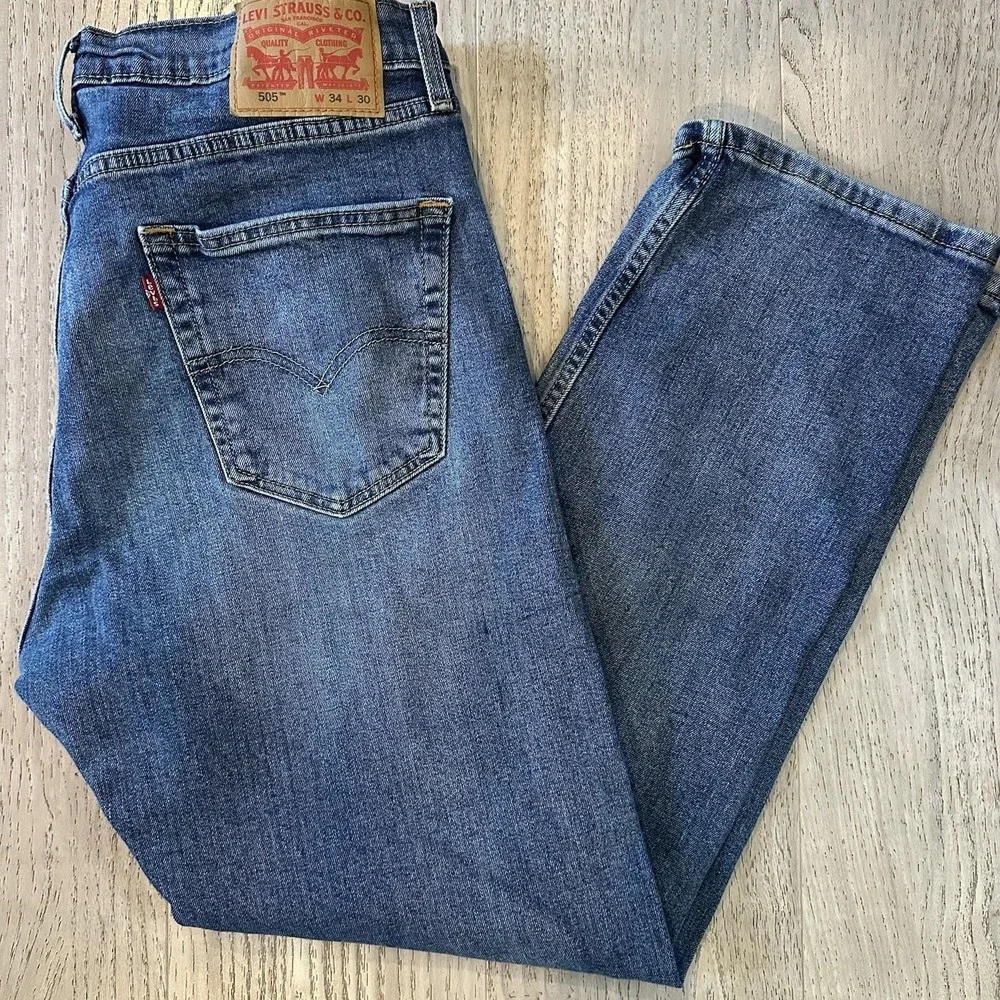Levi's 505 Jeans Mens‎ Size 34X30 Blue Denim Cotton Classic Regular Straight Fit